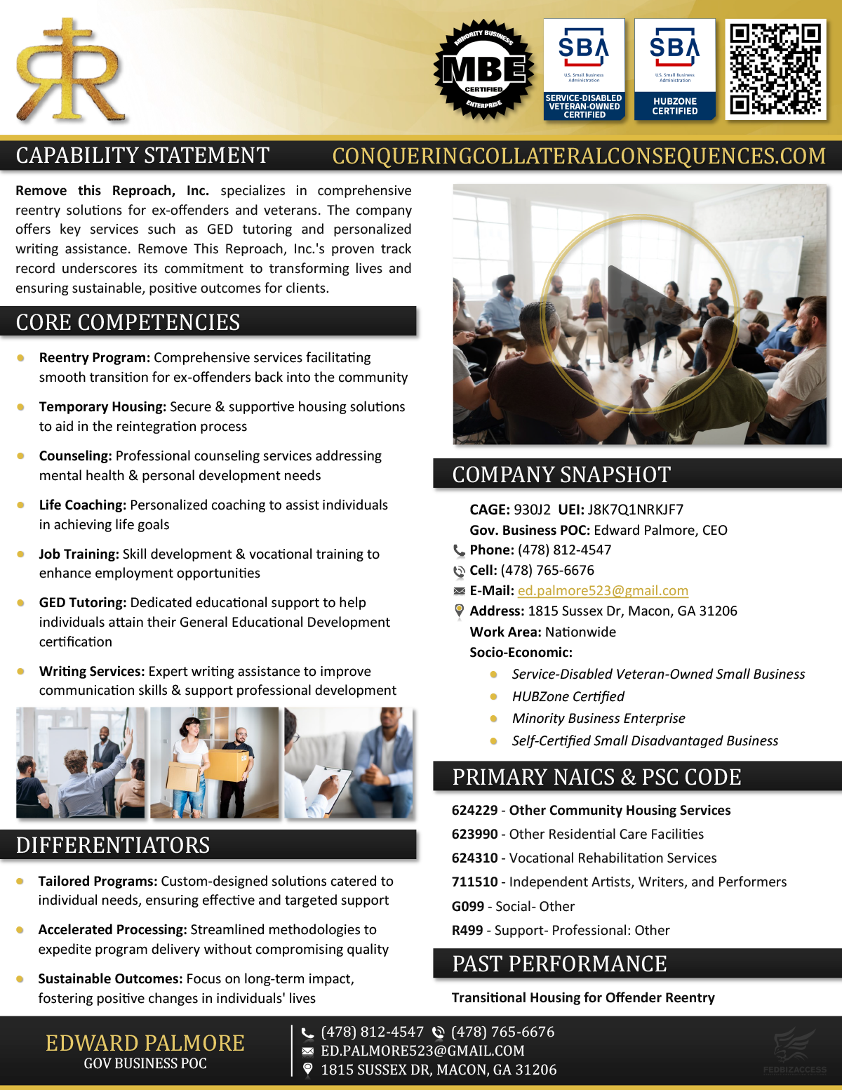 Remove This Reproach, Inc. Capability Statement